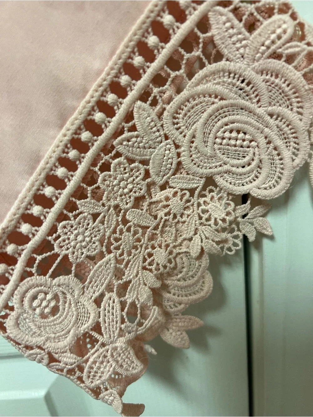 Unbranded Sheer Lace-Trim Robe - Blush Pink